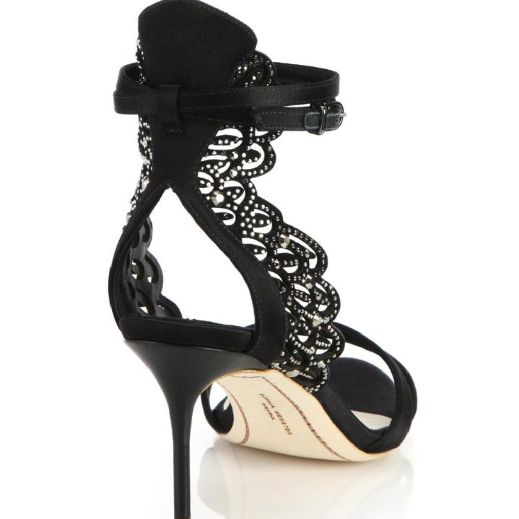Black Crystal Leather Metallic Micah Pumps